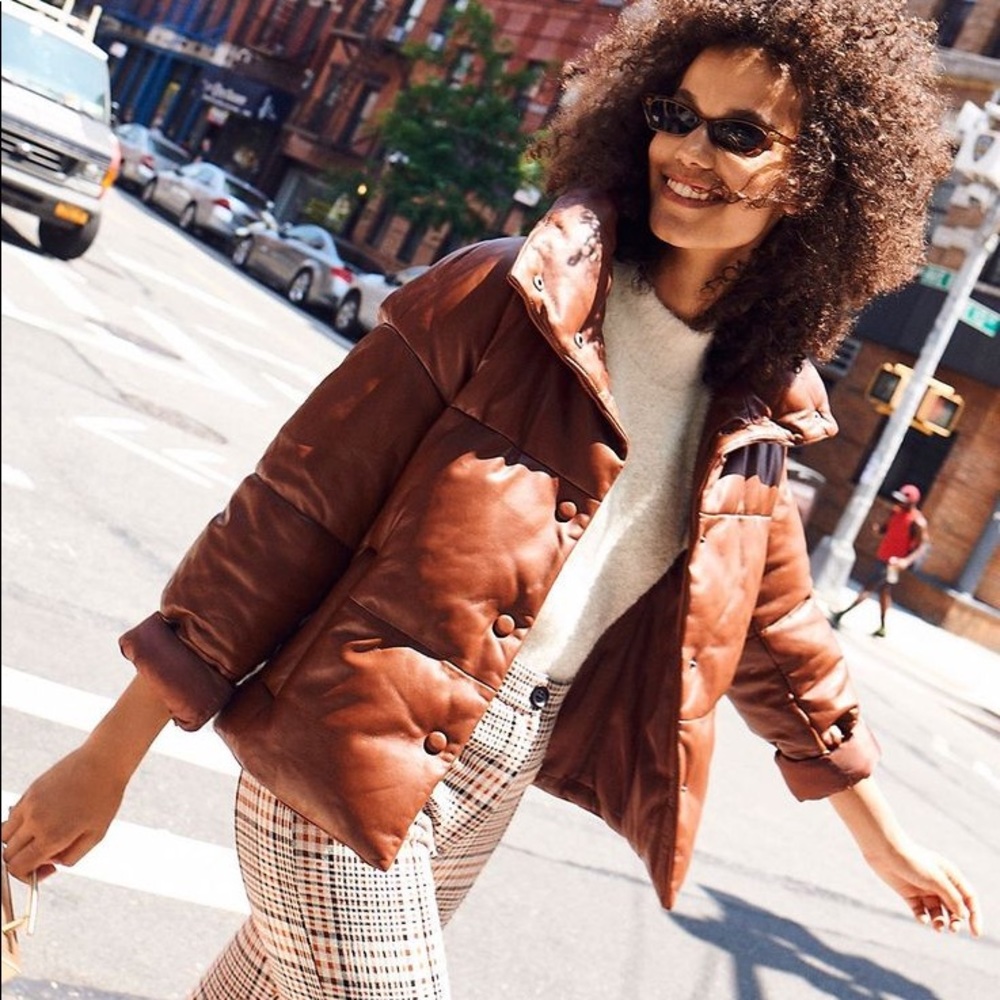 Free people leather puffer jacket
